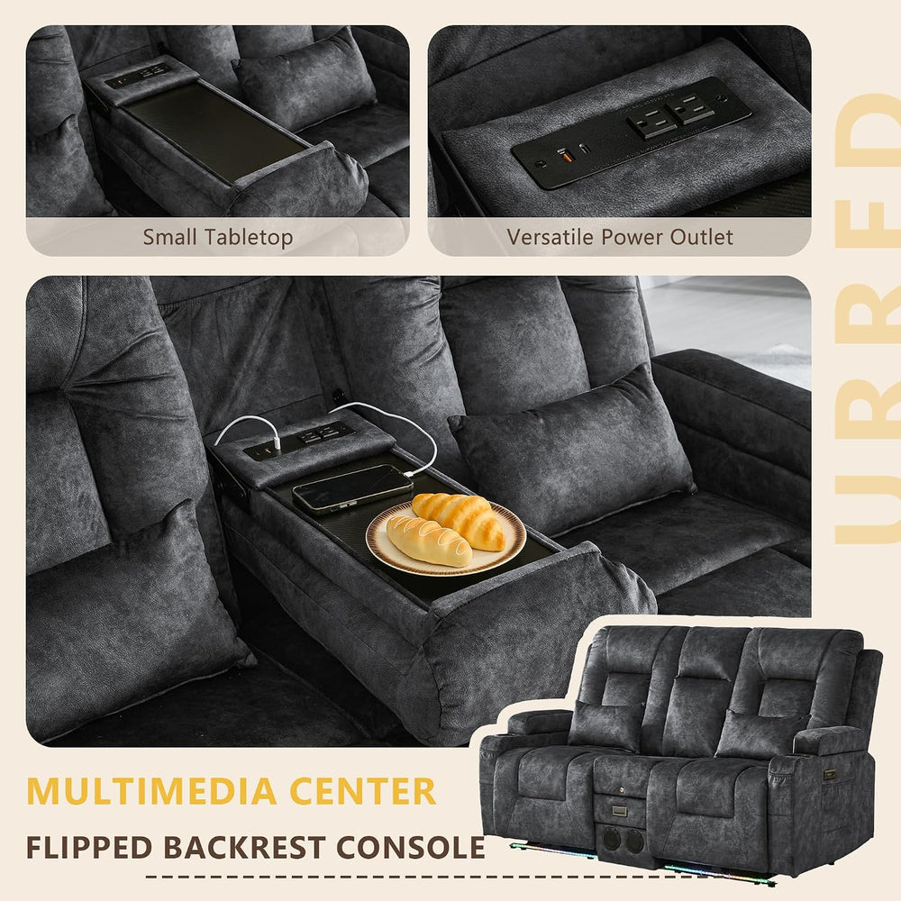 URRED Wall Hugger Power Reclining Loveseat Sofa，Gray：68.1" - 2 Seats
