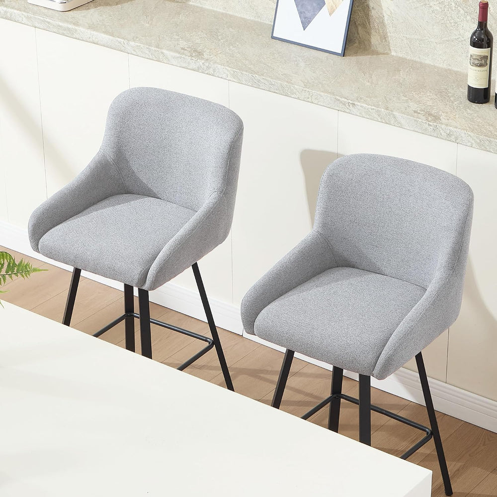 Swivel Bar Stools Set of 4, 26" Counter Height Barstools Light Grey