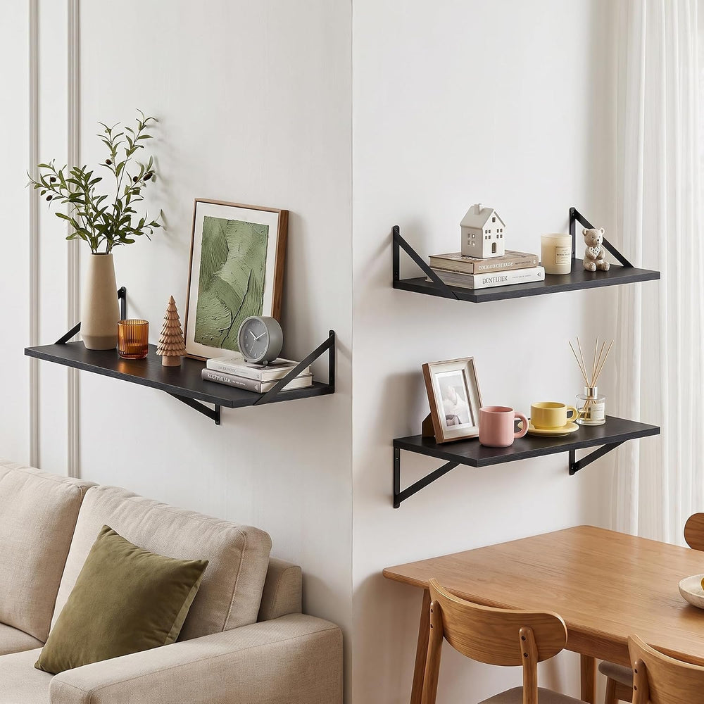 Vivelove 16" x 12" Deep Floating Shelves Set of 4, Rustic Wide Wall...