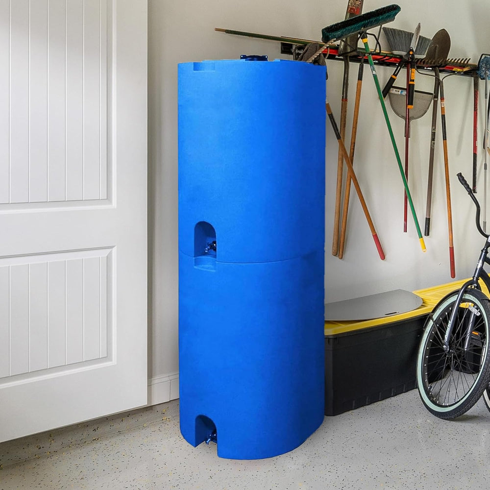 WaterPrepared 55 Gallon Unique Stackable Utility Water Tank, Blue, 2 Pack