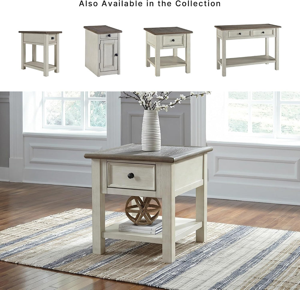Signature Design by Ashley Farmhouse End Table with Drawer, Antique White