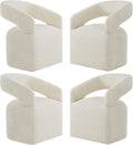 KISLOT Upholstered Dining Chairs Set of 4 with Casters, Cream Beige