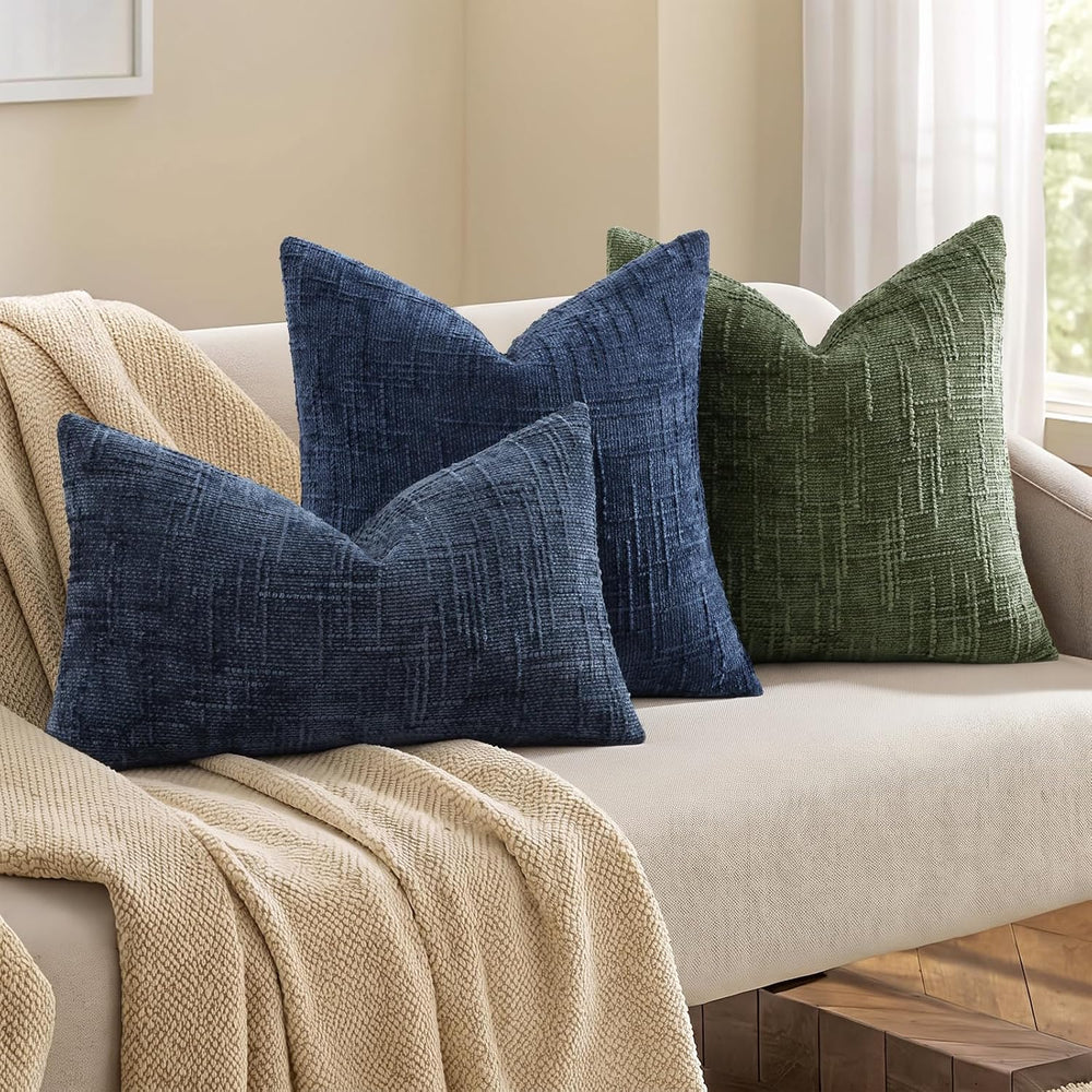 decorUhome Christmas Textured Chenille Throw Pillow Covers 24x24 Set of 2