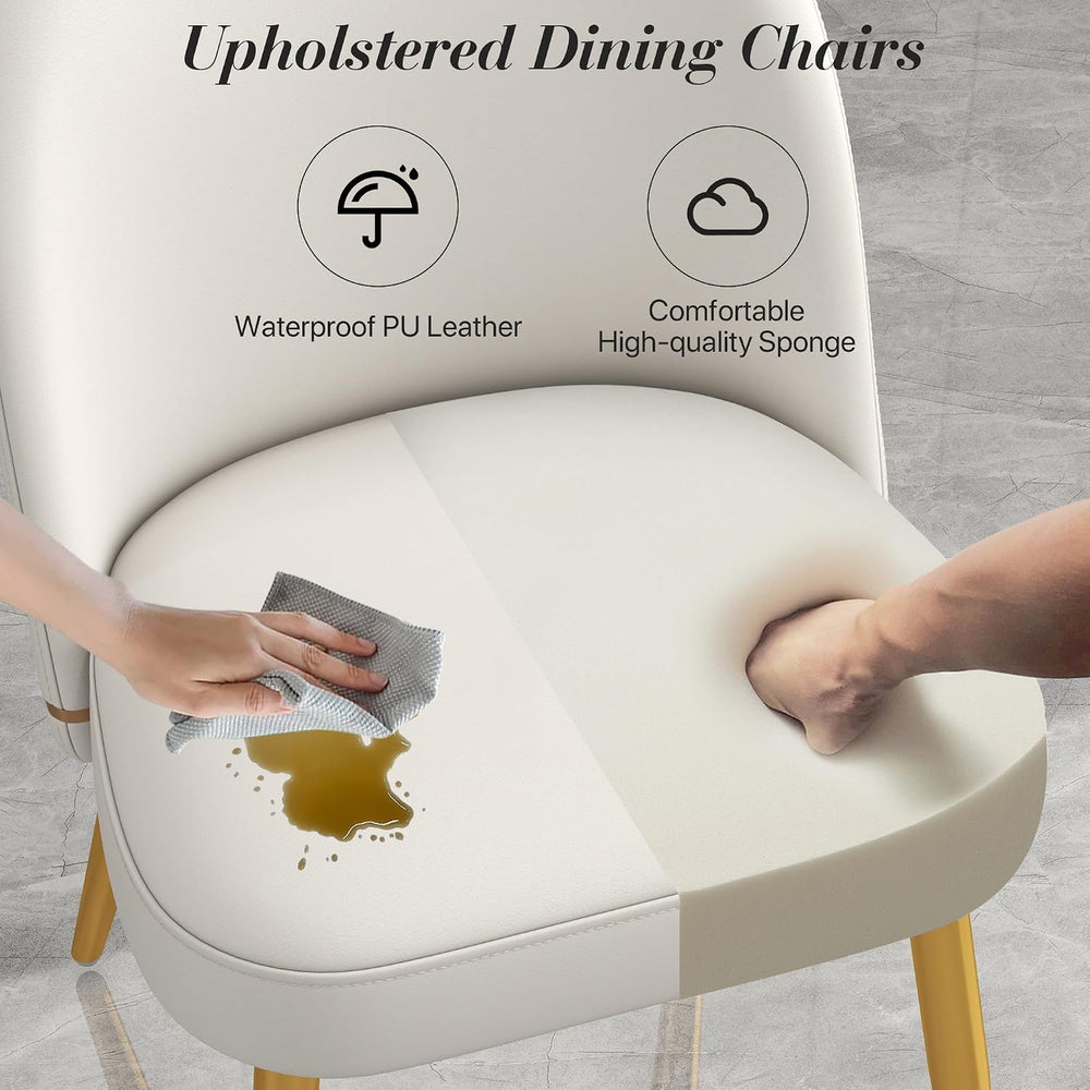 KCC Modern PU Leather Dining Chairs Set of 2,Armless Side Chairs,White