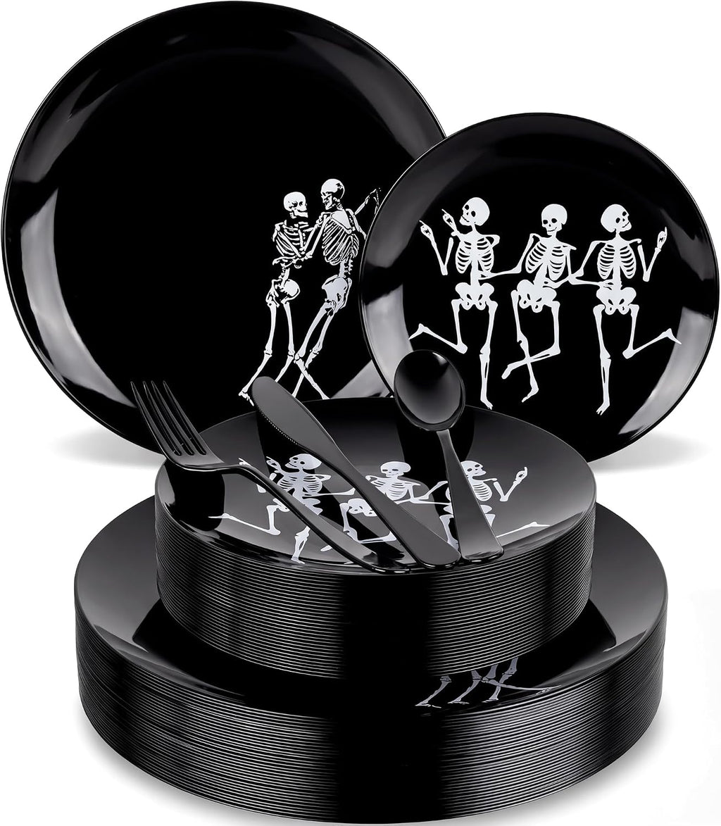 Hioasis 125 Pcs Halloween Plates for Party