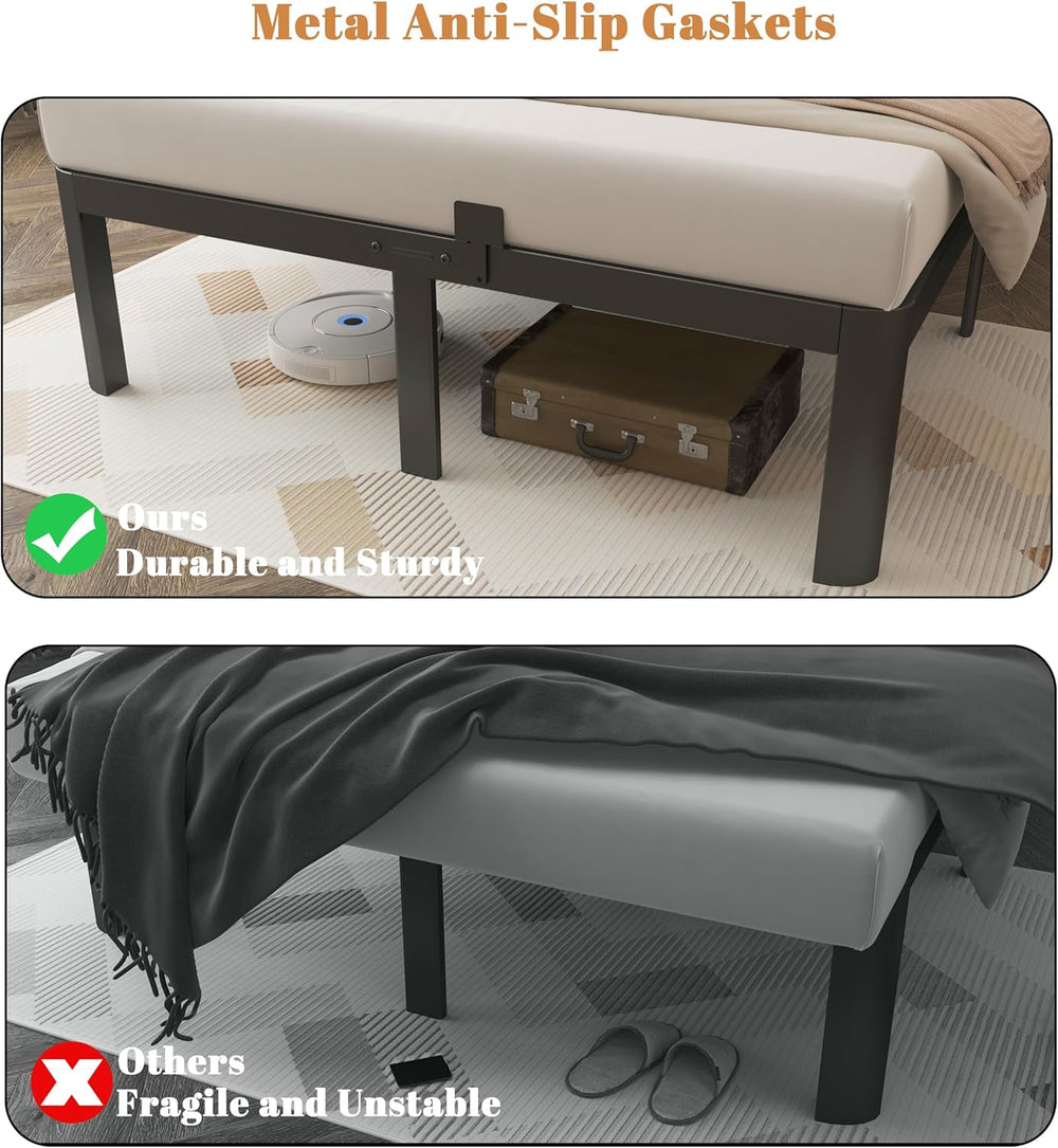 10 Inch King Bed Frame with Metal Gasket, Black Platform Bed Base