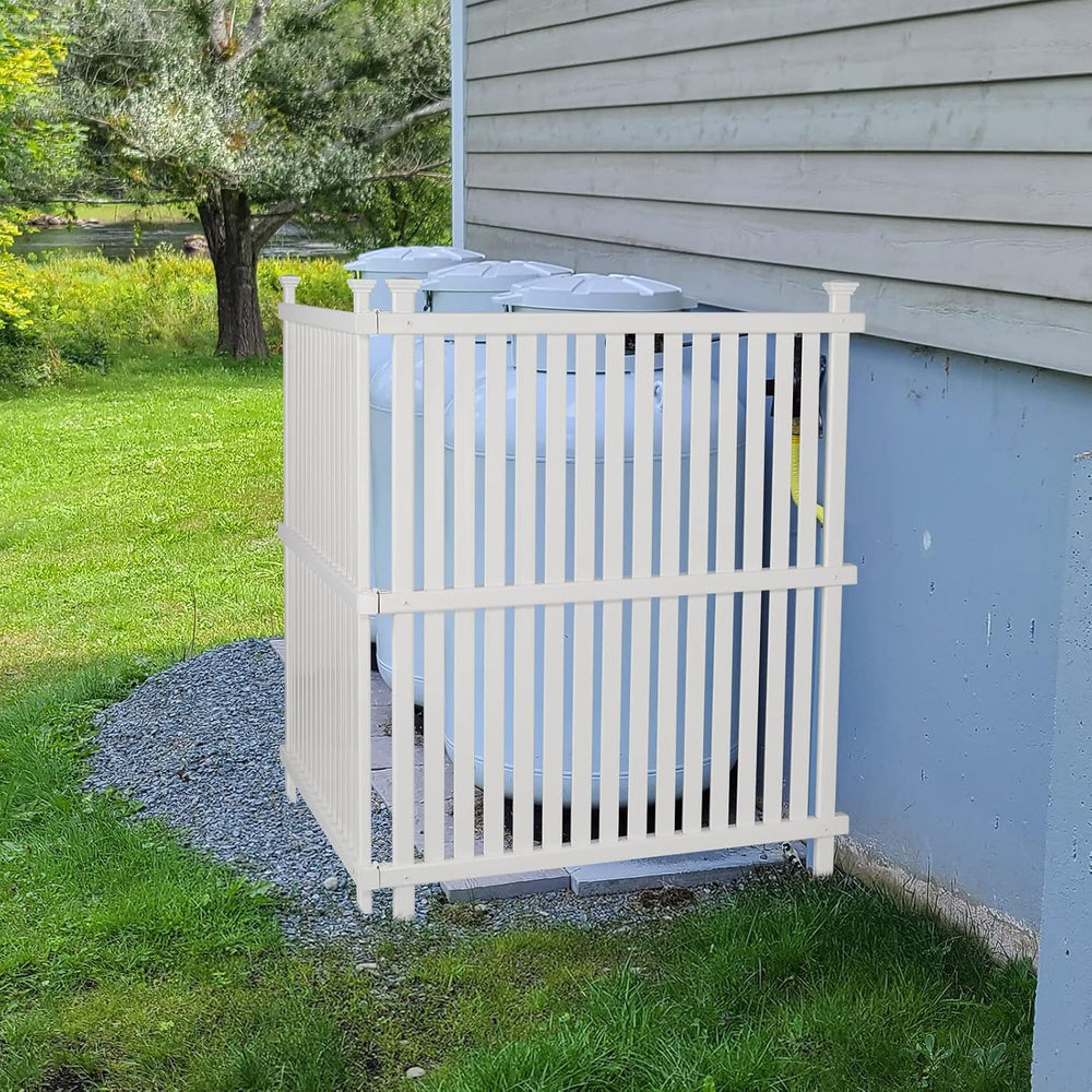 Vinyl Fence Panels 2 Pack Outdoor Picket Privacy Screen Fence, 2PCS White PVC...