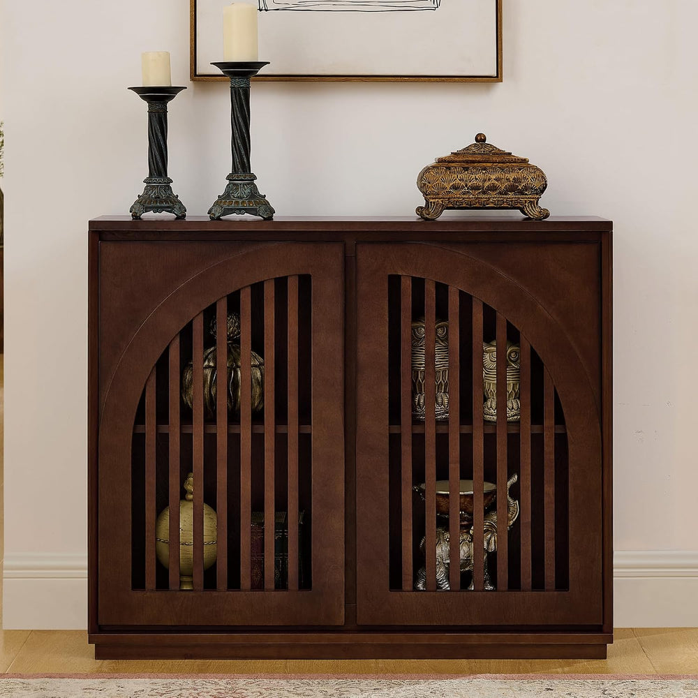 LKTART 39" Walnut Narrow Sideboard Buffet Storage Cabinet for Entryway