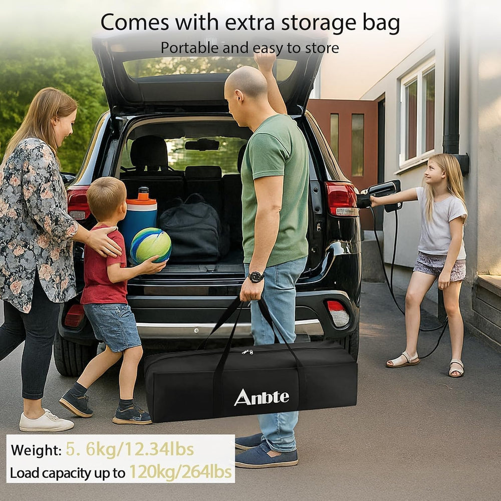 Anbte 34.2” Tall Folding Camping Table, Aluminum Portable, 39” X 20”, Black