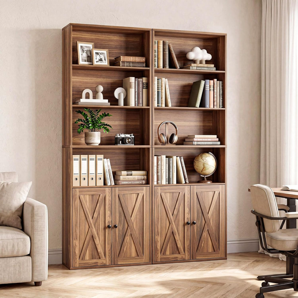 ironck tall bookshelf 70 in, bookcases with doors shown in use