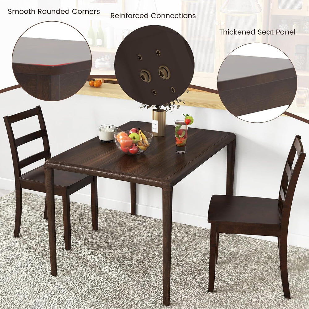 COSTWAY Dining Chairs Set of 4, Mid-Century Modern Wooden Chairs, Brown