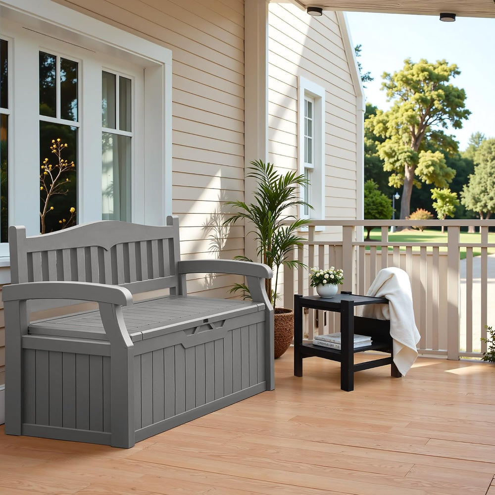 Flamaker 80 Gallon Storage Bench, Deck Box with Seat Waterproof All-Weather