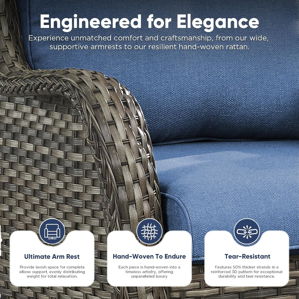 Belord Outdoor Swivel Chairs Set of 2,Patio Wicker Rocker Chairs,All Weather ...