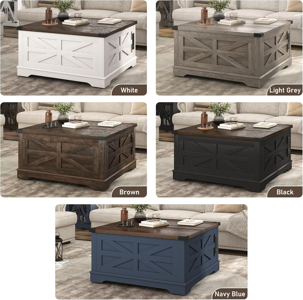 Hlivelood 36" Farmhouse Movable Lift Top Coffee Table with Storage and P...