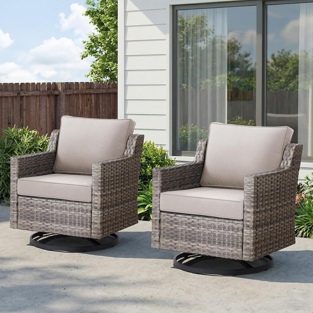Belord Patio Wicker Swivel Rocker Patio Chairs, Outdoor Rattan Chairs for Dec...