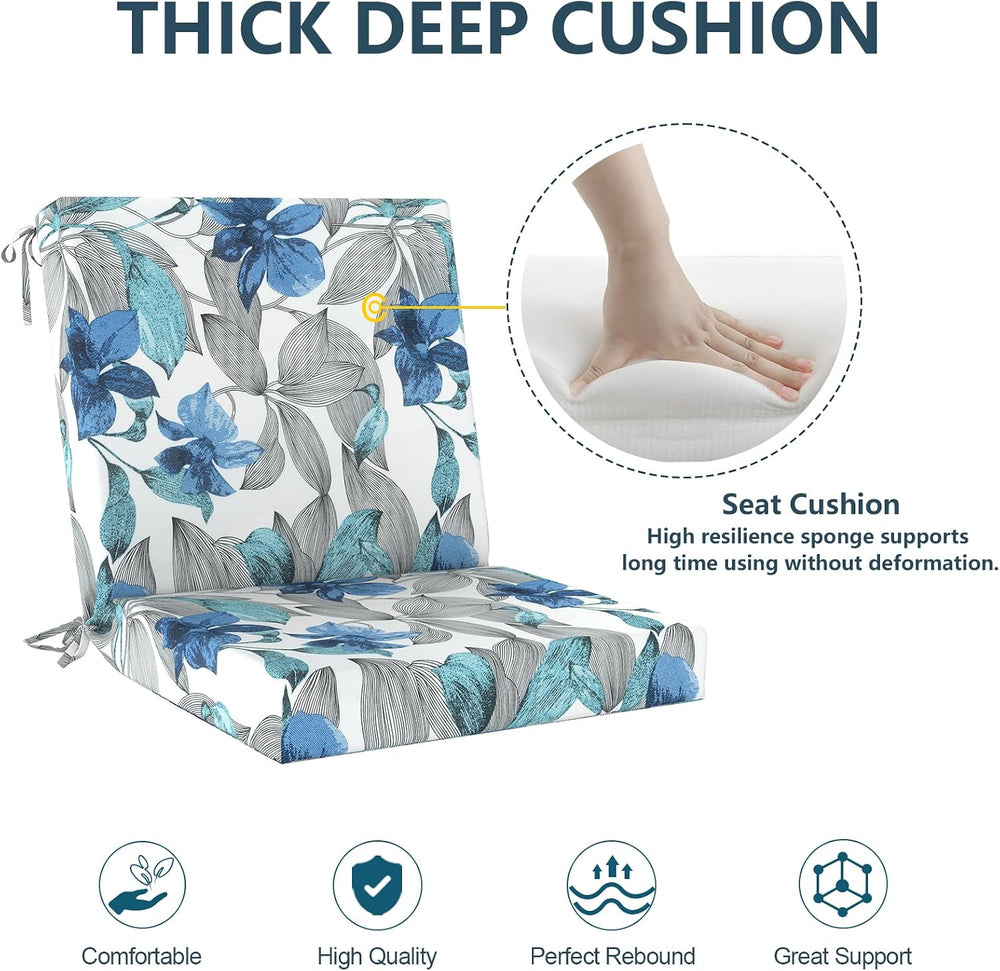 DYTXIII Outdoor Midback Chair Cushions Set of 2-20"x17" Water Repel...