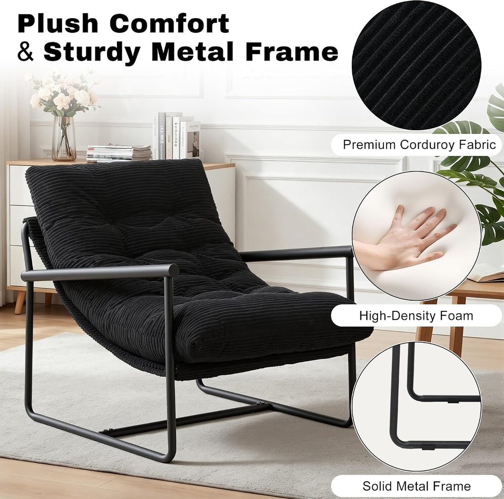 Modern Accent Chair for Living Room,Arm Chair with Metal Frame,Upholstered Ar...