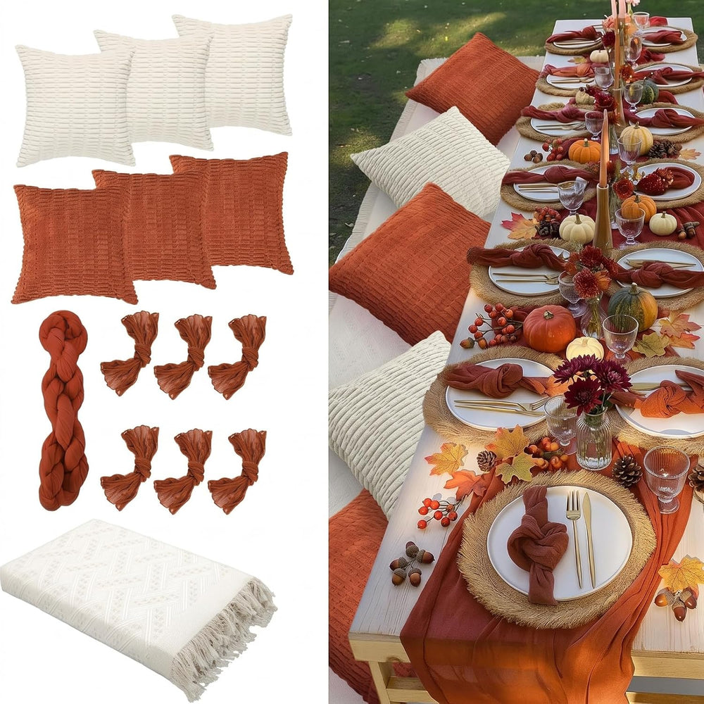 14 Pack Extra Large Terracotta Picnic Blanket Kit 91x71'' Outdoor Fal...