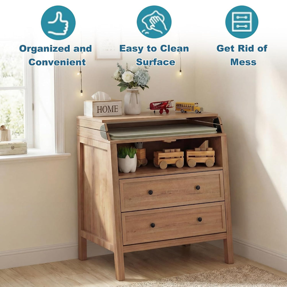 Changing Table Dresser with Foldable Tabletop