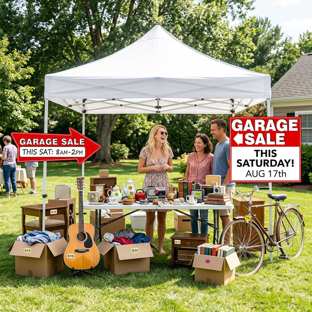 Garage Sale Signs Kit (14Pack)-17x13 Inch Large Garage Sale Sign with Metal S...