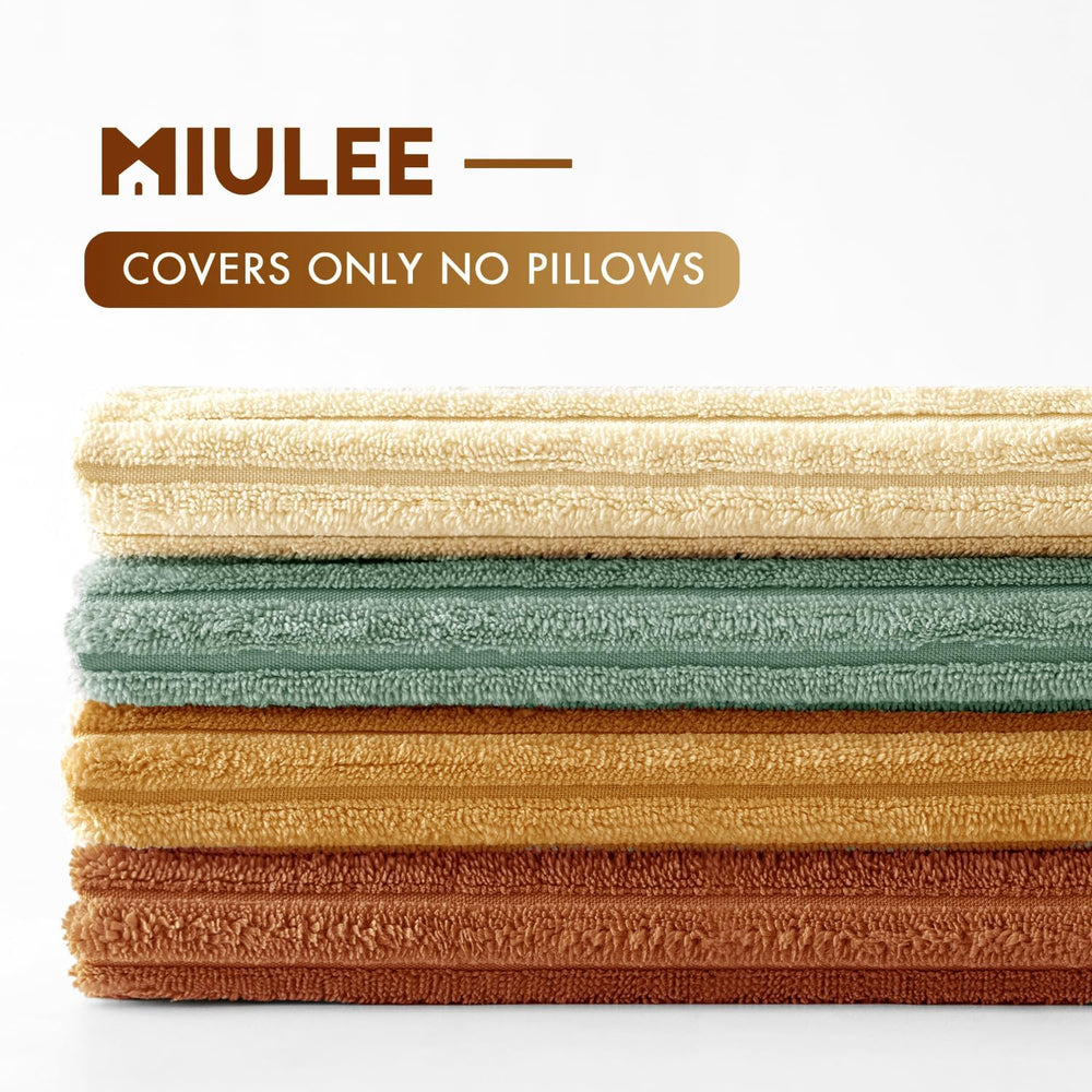 MIULEE Soft Corduroy Decorative Throw Pillow Covers Orange Teal 20x20