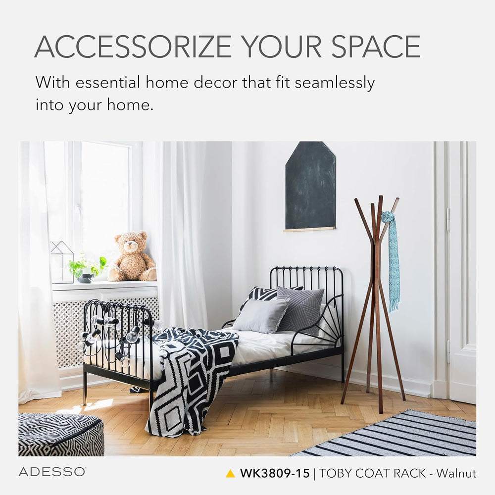 Adesso Toby Coat Rack with Natural Oak Finish – Space-Saving Entryway Organiz...
