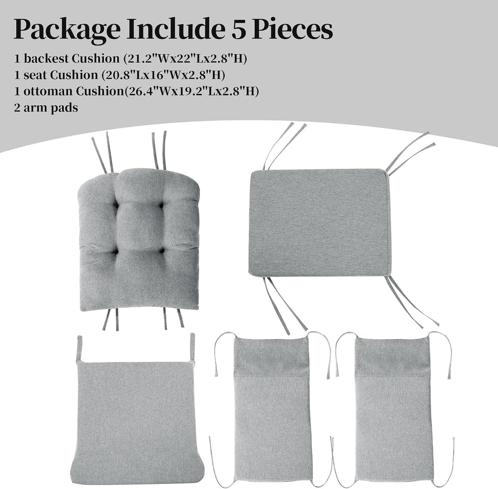 HOMBYS Glider Rocker Replacement Cushions with Storage Side Pocket,Linen-Like...