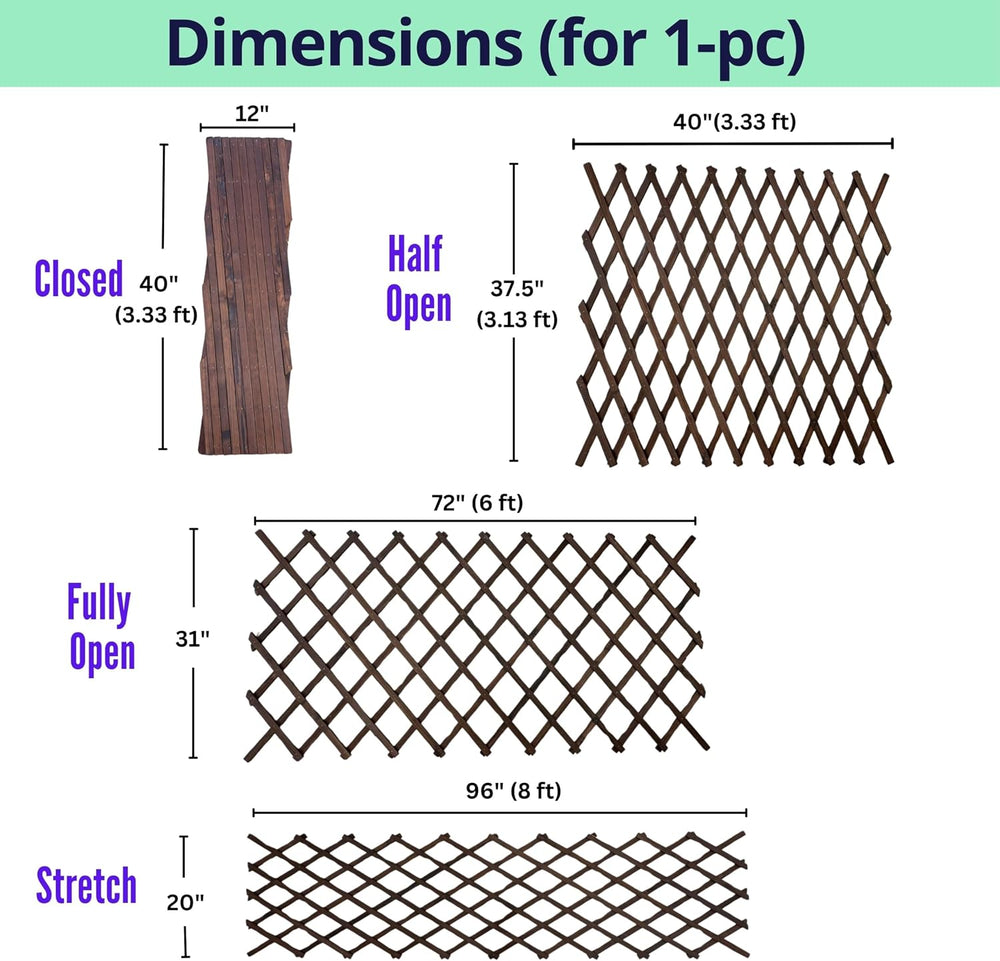 ShopLaLa Wooden Garden Fence (2 Pack, 12ft Total) Decorative Lattice Panels