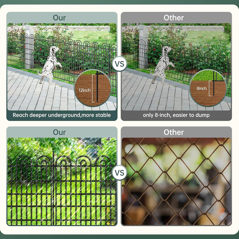 15 Panels Tall Garden Animal Barrier Fence with Gate, 33 in(H) X 36.8 ft(L) N...