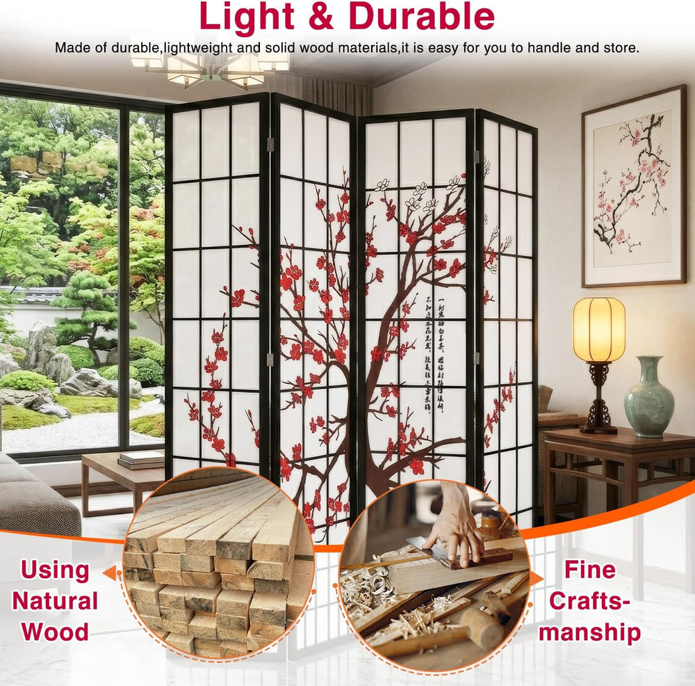 Dopinmin Room Divider,4 Panel Folding Privacy Divider for Room Separation