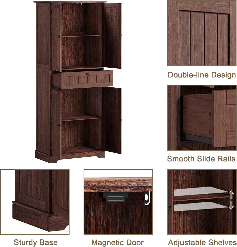 ChooChoo 51" H Bathroom Floor Cabinet with Drawer and Adjustable Shelves