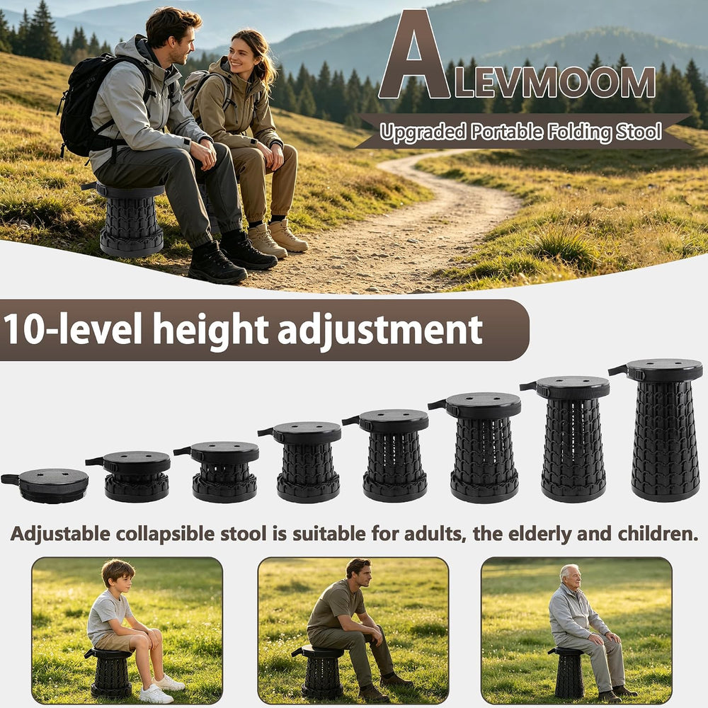 ALEVMOOM Upgraded Telescopic Collapsible Stool with Rotatable Cushion, 600lbs...