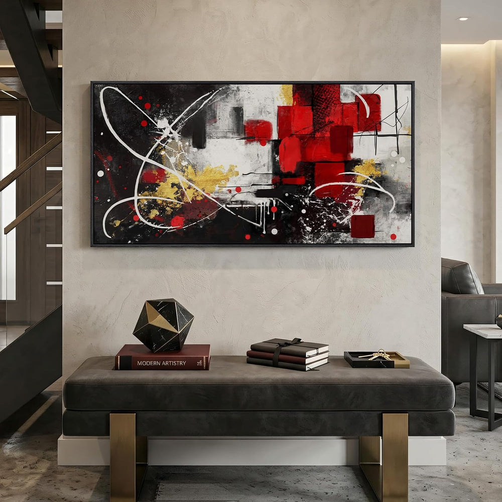 Extra Large Framed Black and White Abstract Wall Art for Living Room, 30x60