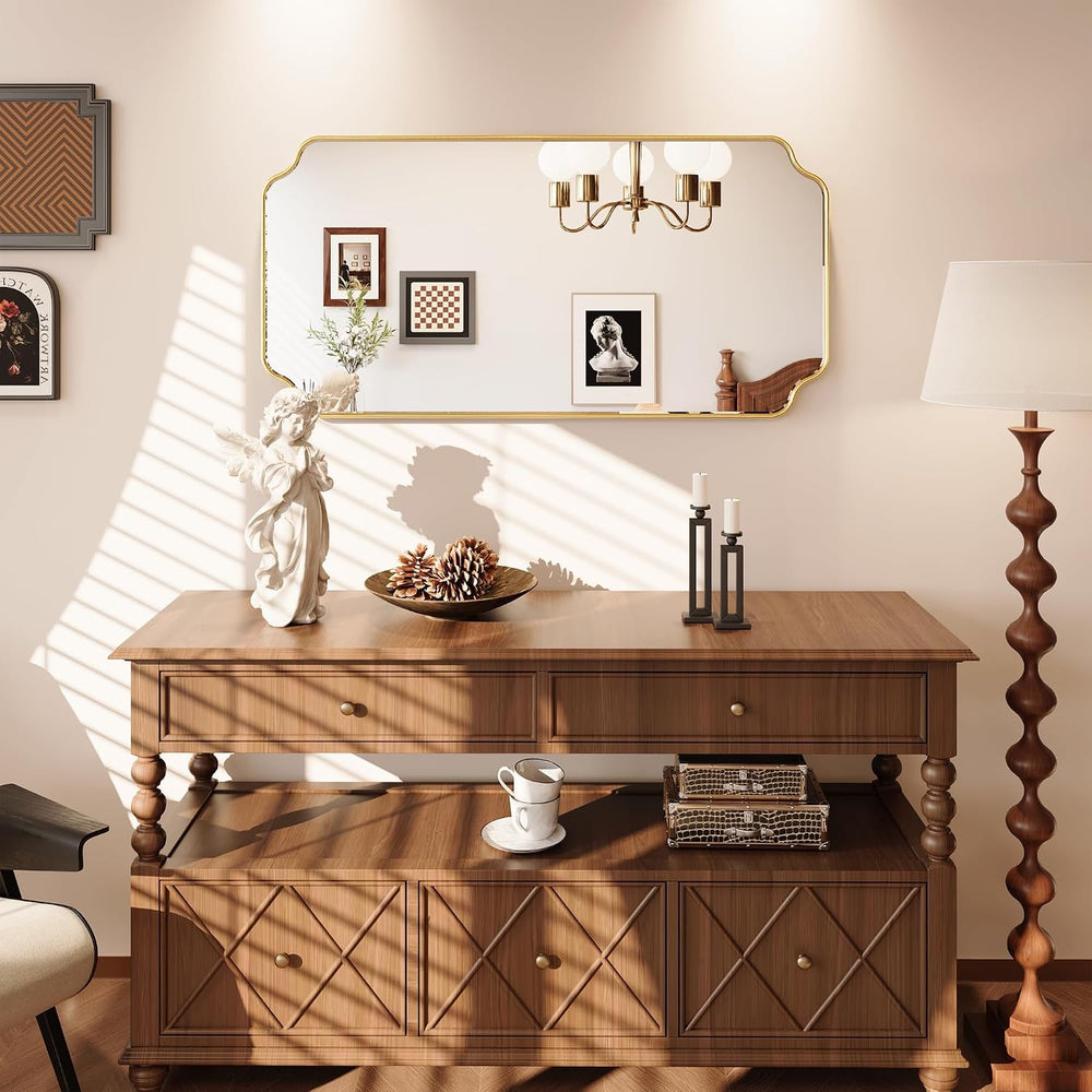 Kelly Miller 24"x48" Gold Foil Scalloped Decorative Wall Mirror