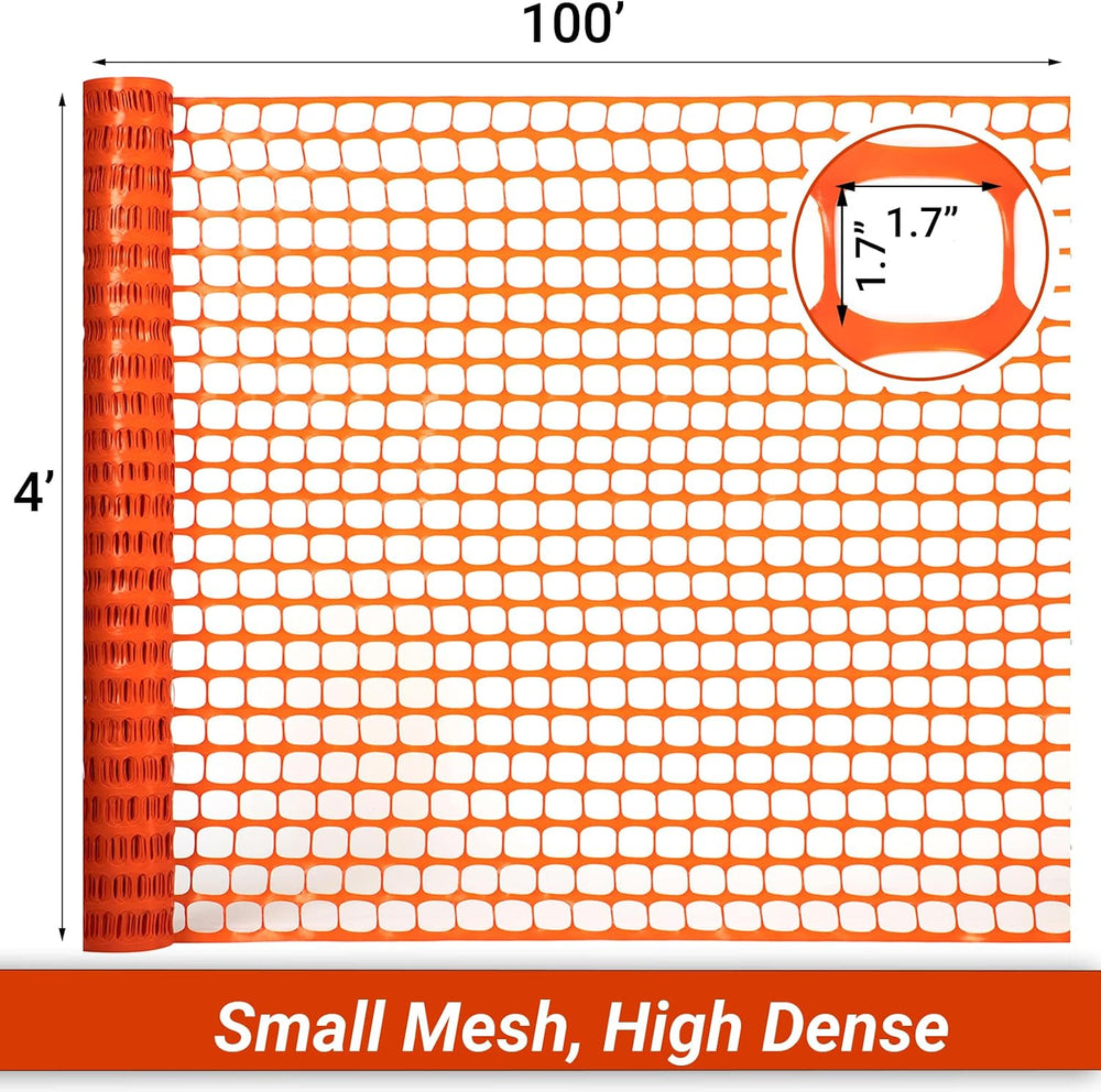 DOEWORKS Plastic Safety Fence, 4 ft x 100 ft Barrier Netting, Orange
