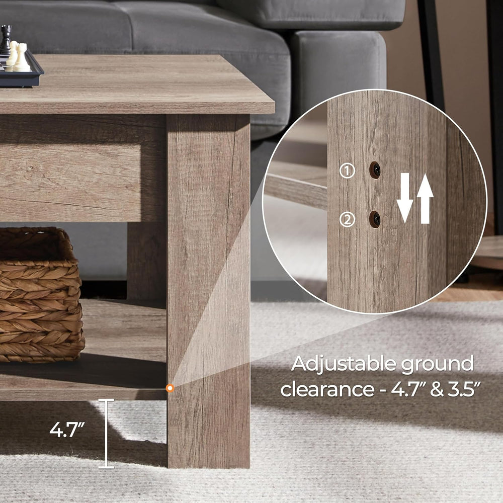 Yaheetech 47.2" Lift Top Coffee Table with Hidden Storage & Shelf, Gray