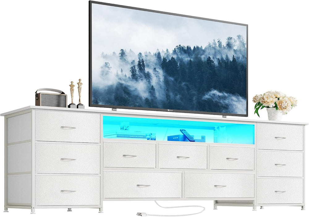 Huuger 70 Inch TV Stand for 75, 80 Inch TV, 11 Drawer Long Dresser with Power...