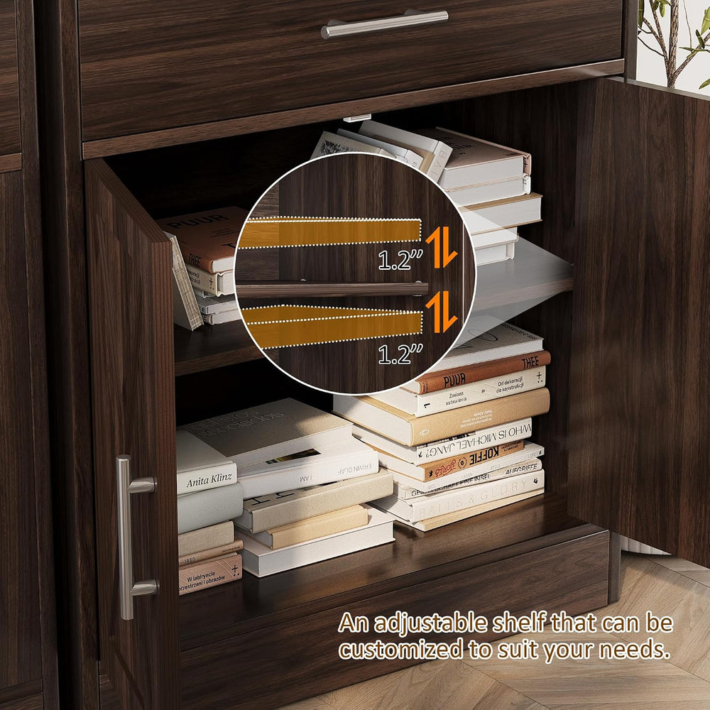 Vongrasig Coffee Bar Cabinet, Farmhouse Kitchen Storage Cabinet with Adjustab...