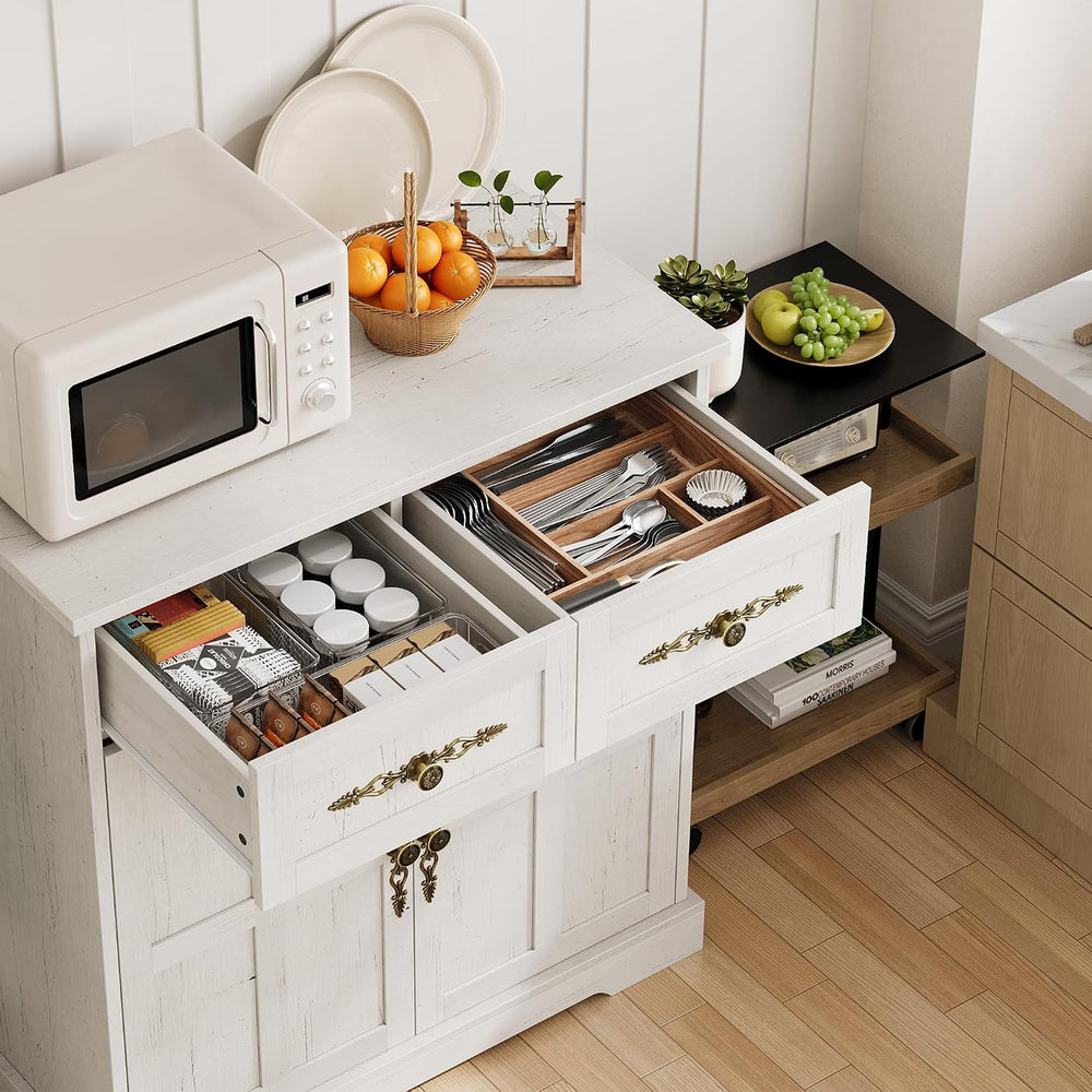 Garvee 33.5" W Farmhouse Buffet Cabinet with Storage, Kitchen Cabinet,White