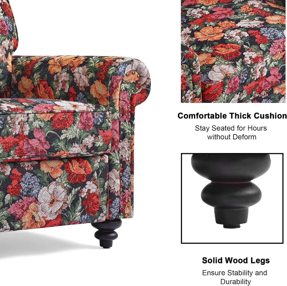 Folral Accent Chair, Comfy Reading Armchair, Black
