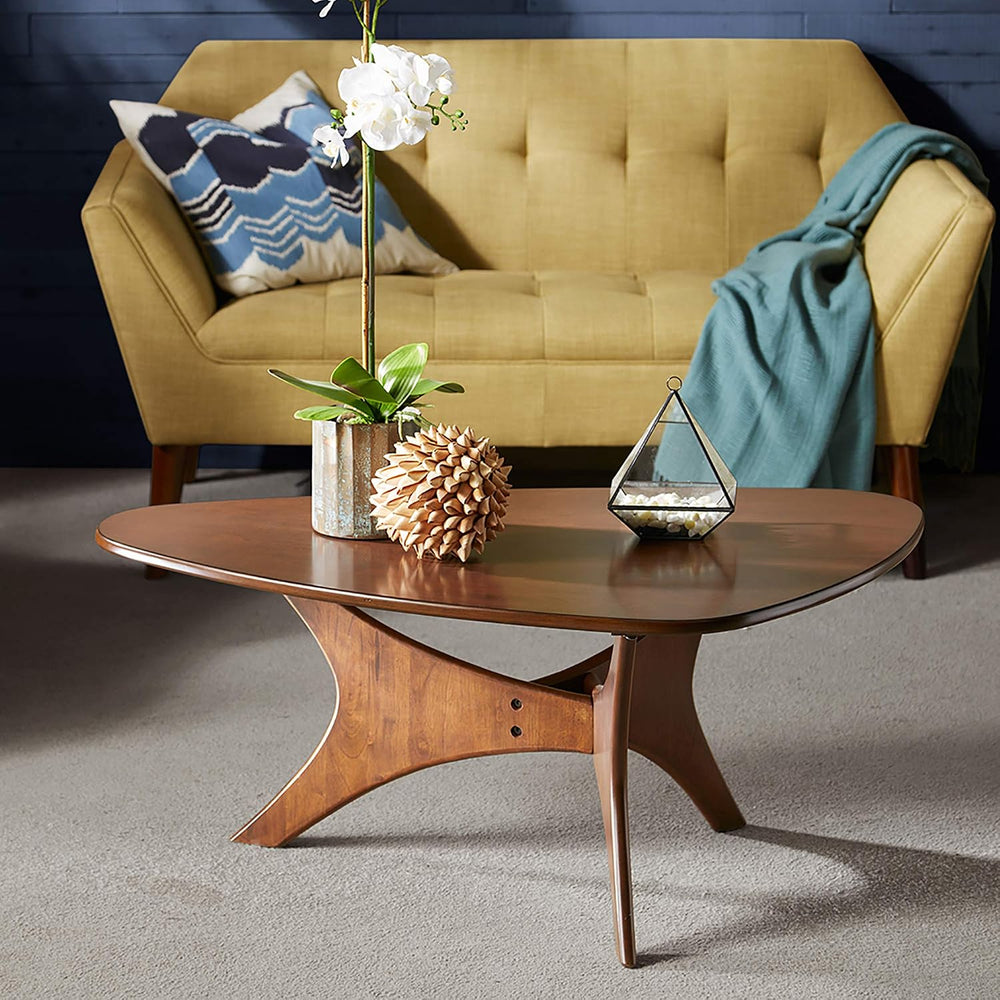 INK+IVY Blaze Triangle Wood Coffee Table Plywood with Wood Veneer Legs, Mid-C...