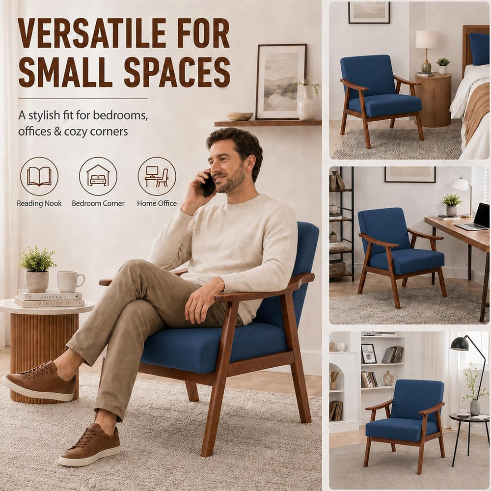 Anwick Mid-Century Accent Chair,Modern Living Room Chairs with Solid Wood Fra...