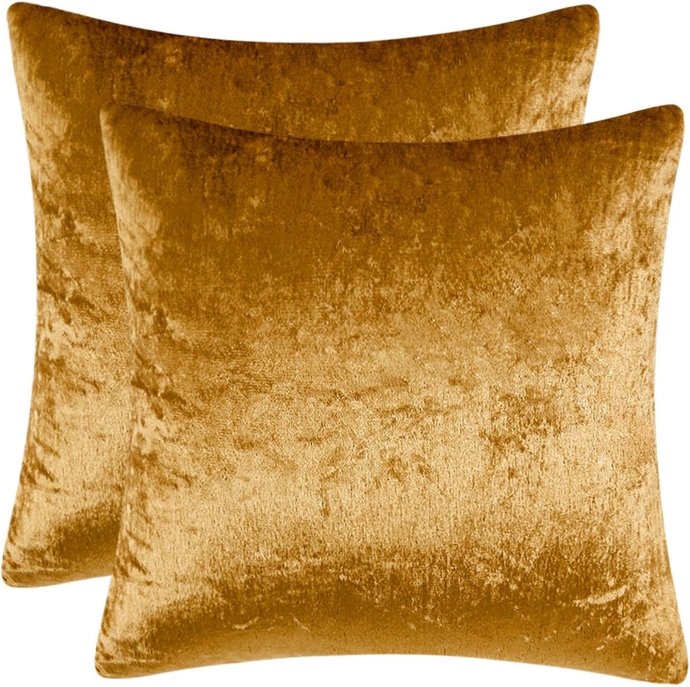 MIULEE 26x26 Inch Pack of 2 Euro Velvet Throw Pillow Covers Dark Gold