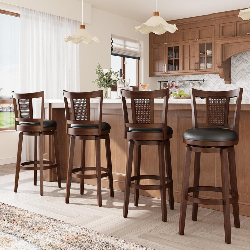 ALPHA HOME Swivel Bar Stools with Backs, 30 Inch Bar Stools Set of 4