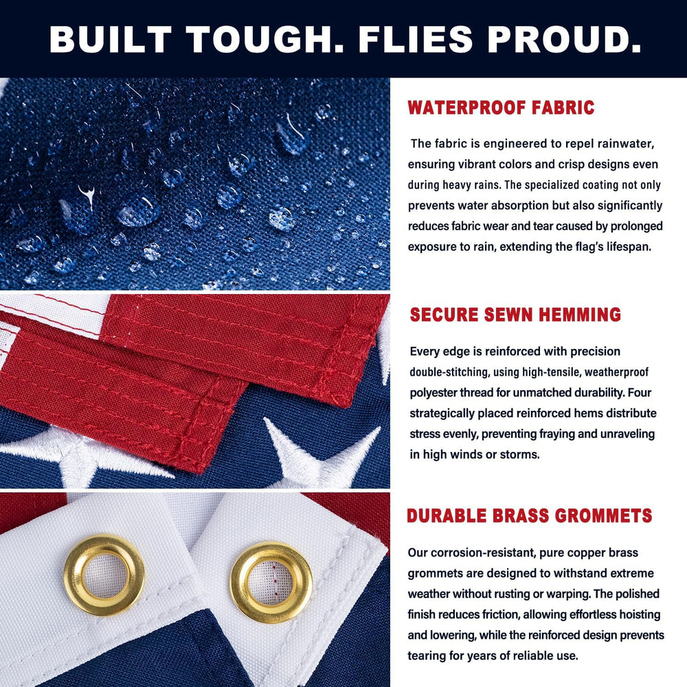 American Flag 3x5 ft Everstrong Series Ultra Durable Tear-Resistant, Heavy Du...