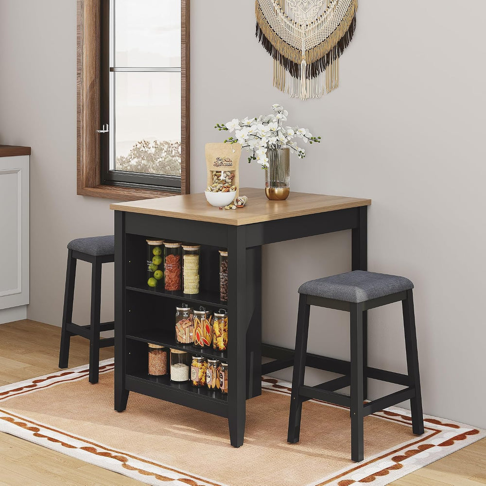 HLR 3-Piece Dining Table Set for 2 Person, Small Farmhouse Kitchen Table with...