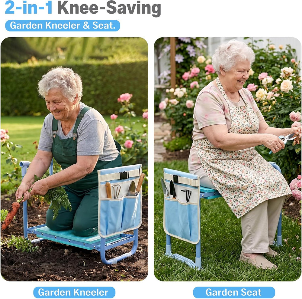 Garden Kneeler and Seat Heavy Duty, Foldable Gardening Stool Bench