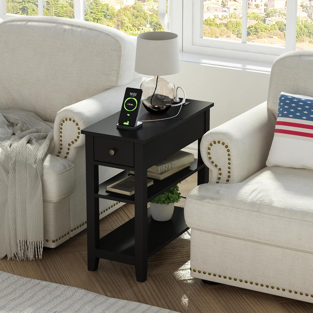 ChooChoo End Table Set of 2 Living Room with Charging Station