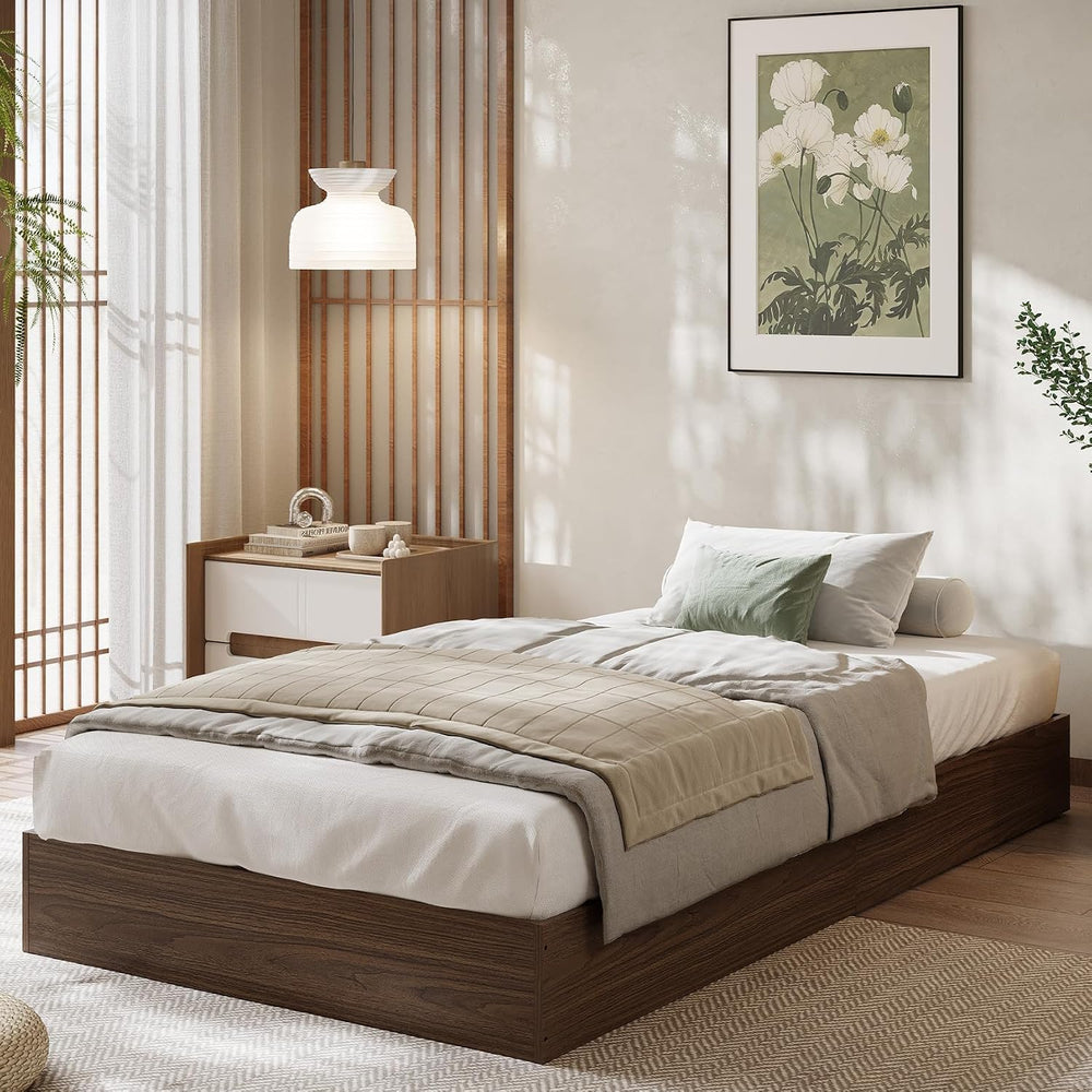 Garvee Wooden Bed Frame, Twin Size Platform Bed Frame with Sturdy Slats