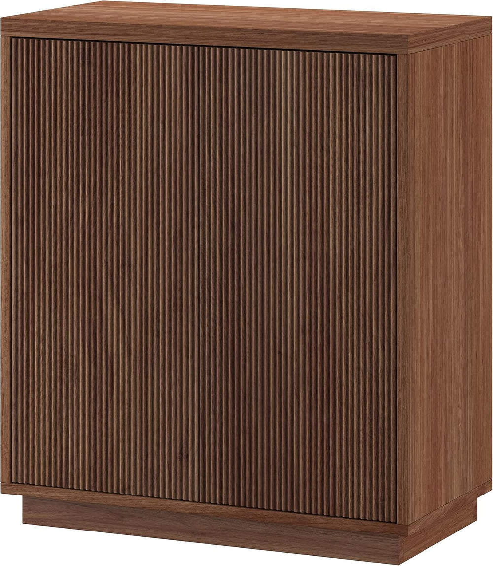 Henn&Hart 28" Fluted Accent Cabinet, Sideboard Buffet, Medium Walnut